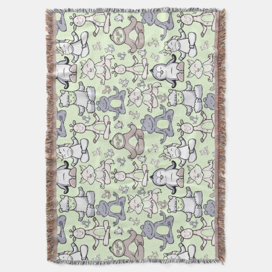 Paarse franjeaap Yoga seamless pattern 46 Deken (Voorkant Verticaal)