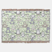 Paarse franjeaap Yoga seamless pattern 46 Deken (Voorkant)