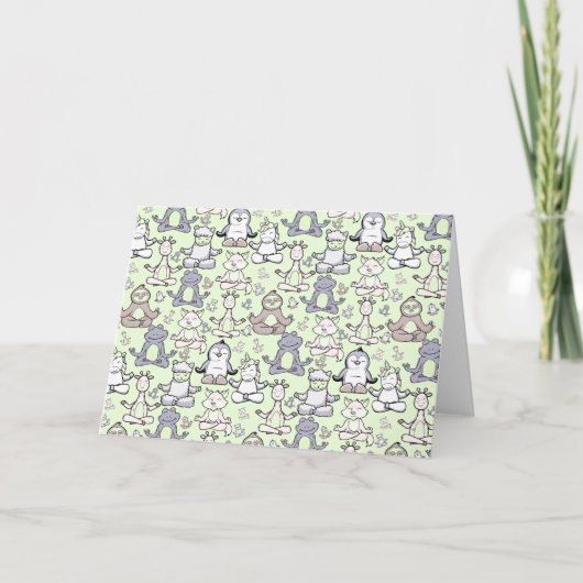 Paarse franjeaap Yoga seamless pattern 46 Kaart (Voorkant)