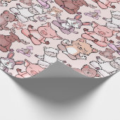 Paarse franjeaap Yoga seamless pattern 48 Cadeaupapier (Hoek)