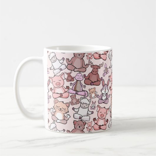 Paarse franjeaap Yoga seamless pattern 48 Koffiemok (Links)