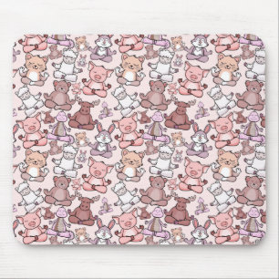 Paarse franjeaap Yoga seamless pattern 48 Muismat