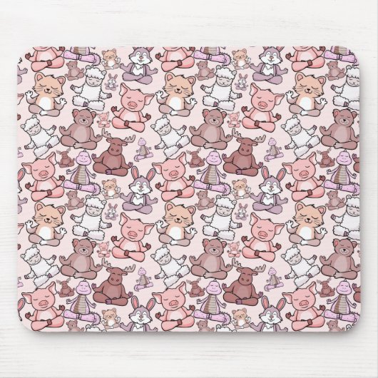 Paarse franjeaap Yoga seamless pattern 48 Muismat (Voorkant)
