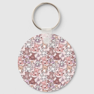 Paarse franjeaap Yoga seamless pattern 48 Sleutelhanger