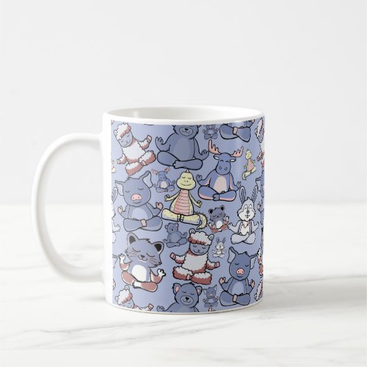 Paarse franjeaap Yoga seamless pattern 49 Koffiemok (Links)