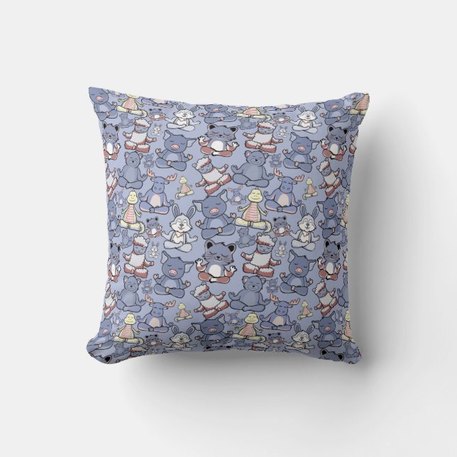 Paarse franjeaap Yoga seamless pattern 49 Kussen (Voorkant)
