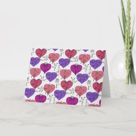 Paarse franjeaap Yoga seamless pattern 4 Kaart (Voorkant)