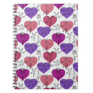 Paarse franjeaap Yoga seamless pattern 4 Notitieboek