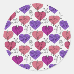 Paarse franjeaap Yoga seamless pattern 4 Ronde Sticker