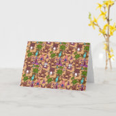 Paarse franjeaap Yoga seamless pattern 50 Kaart (Gele Bloem)