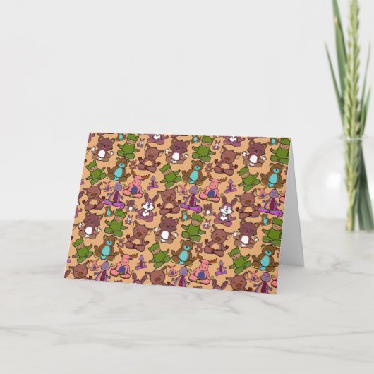 Paarse franjeaap Yoga seamless pattern 50 Kaart (Voorkant)