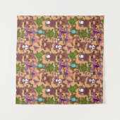 Paarse franjeaap Yoga seamless pattern 50 Wandkleed (Voorkant (horizontaal))