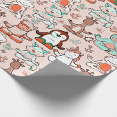 Paarse franjeaap Yoga seamless pattern 51 Cadeaupapier (Hoek)