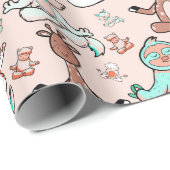 Paarse franjeaap Yoga seamless pattern 51 Cadeaupapier (Rol Hoek)