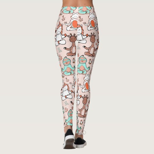 Paarse franjeaap Yoga seamless pattern 51 Leggings (Achterkant)
