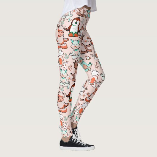 Paarse franjeaap Yoga seamless pattern 51 Leggings (Rechts)