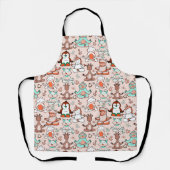 Paarse franjeaap Yoga seamless pattern 51 Schort (Voorkant)