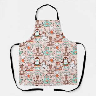 Paarse franjeaap Yoga seamless pattern 51 Schort