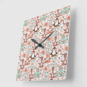 Paarse franjeaap Yoga seamless pattern 51 Vierkante Klok (Hoek)