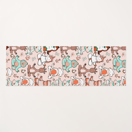 Paarse franjeaap Yoga seamless pattern 51 Yogamat (Voorkant (horizontaal))