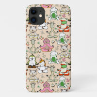 Paarse franjeaap Yoga seamless pattern 52
