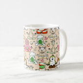 Paarse franjeaap Yoga seamless pattern 52 Koffiemok (Voorkant rechts)