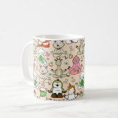 Paarse franjeaap Yoga seamless pattern 52 Koffiemok (Voorkant links)