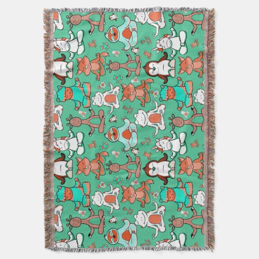 Paarse franjeaap Yoga seamless pattern 53 Deken (Voorkant Verticaal)