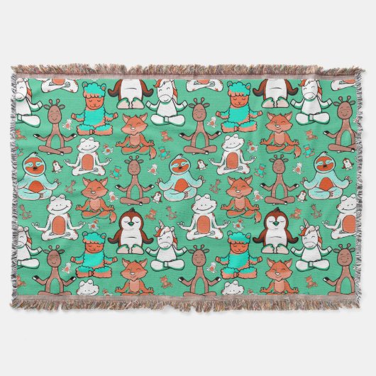 Paarse franjeaap Yoga seamless pattern 53 Deken (Voorkant)