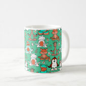 Paarse franjeaap Yoga seamless pattern 53 Koffiemok (Voorkant rechts)