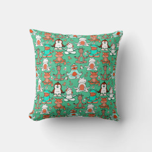 Paarse franjeaap Yoga seamless pattern 53 Kussen