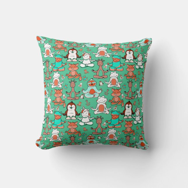 Paarse franjeaap Yoga seamless pattern 53 Kussen (Voorkant)