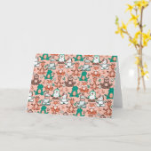 Paarse franjeaap Yoga seamless pattern 54 Kaart (Gele Bloem)