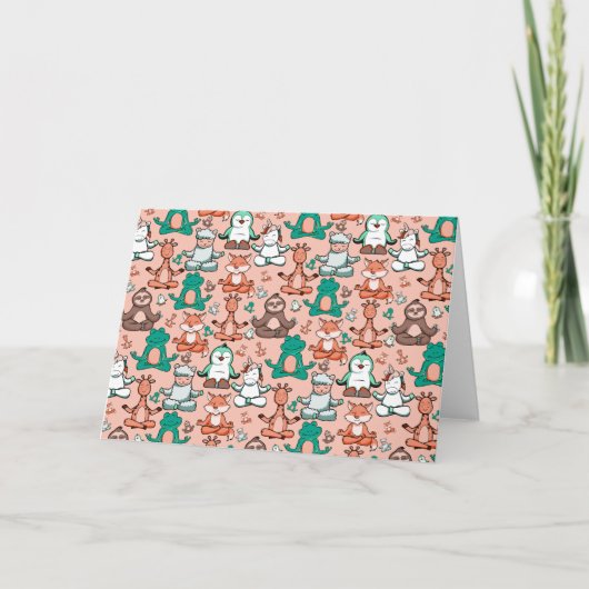 Paarse franjeaap Yoga seamless pattern 54 Kaart (Voorkant)