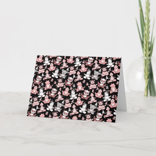 Paarse franjeaap Yoga seamless pattern 55 Kaart (Voorkant)