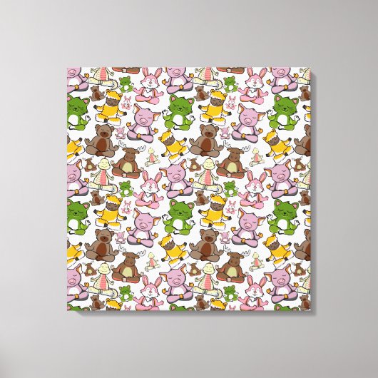 Paarse franjeaap Yoga seamless pattern 58 Canvas Afdruk (Voorkant)