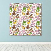 Paarse franjeaap Yoga seamless pattern 58 Canvas Afdruk (Insitu (Houten vloer))