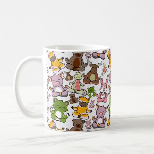Paarse franjeaap Yoga seamless pattern 58 Koffiemok (Links)