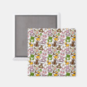 Paarse franjeaap Yoga seamless pattern 58 Magneet (Voorkant / Achterkant)