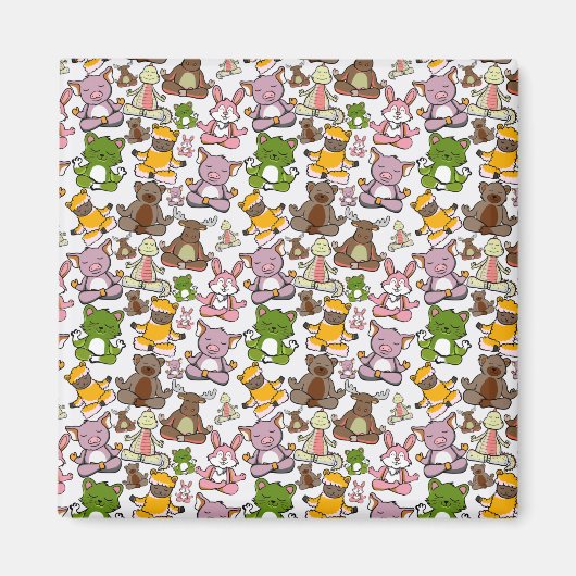 Paarse franjeaap Yoga seamless pattern 58 Magneet (Voorkant)