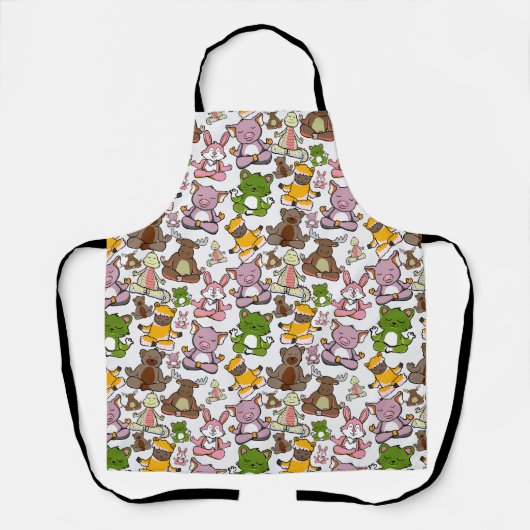 Paarse franjeaap Yoga seamless pattern 58 Schort (Voorkant)