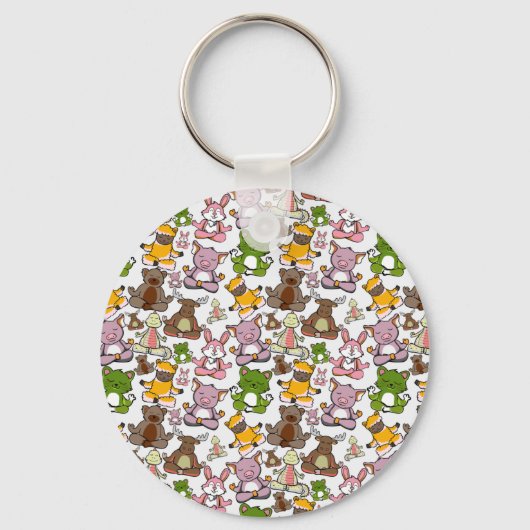 Paarse franjeaap Yoga seamless pattern 58 Sleutelhanger (Voorkant)