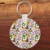 Paarse franjeaap Yoga seamless pattern 58 Sleutelhanger (Voorkant)