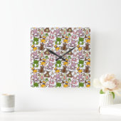 Paarse franjeaap Yoga seamless pattern 58 Vierkante Klok (Huis)