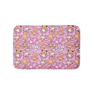 Paarse franjeaap Yoga seamless pattern 59 Badmat