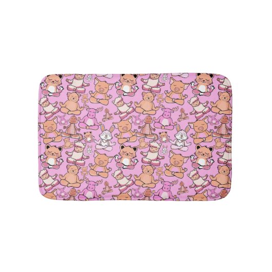 Paarse franjeaap Yoga seamless pattern 59 Badmat (Voorkant)