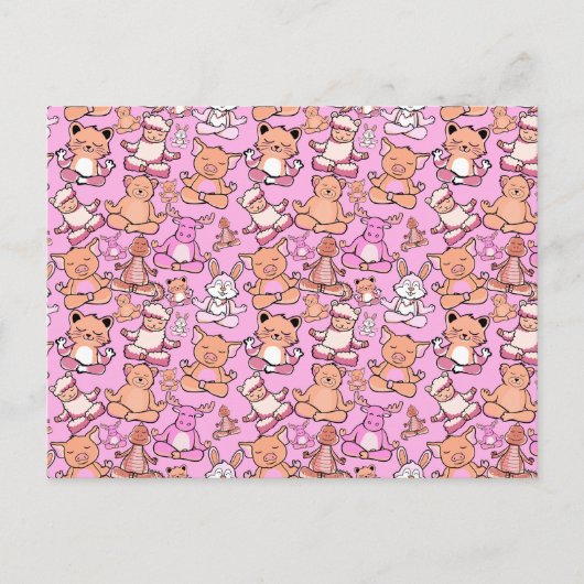 Paarse franjeaap Yoga seamless pattern 59 Briefkaart (Voorkant)