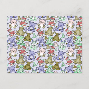 Paarse franjeaap Yoga seamless pattern 60 Briefkaart