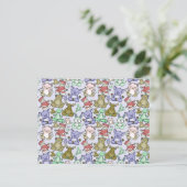 Paarse franjeaap Yoga seamless pattern 60 Briefkaart (Staand voorkant)