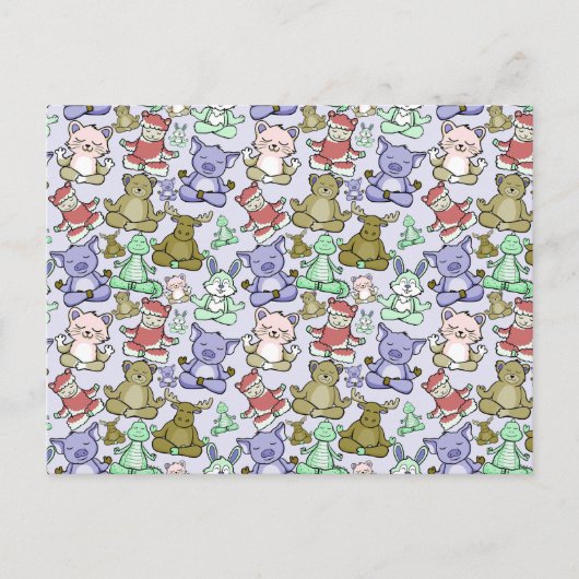 Paarse franjeaap Yoga seamless pattern 60 Briefkaart (Voorkant)